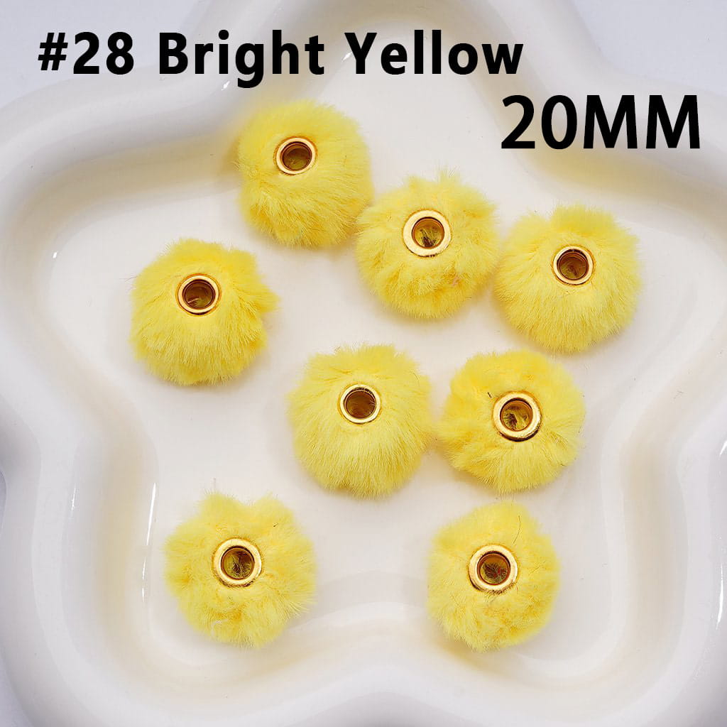Pom Pom Fluffy Hard Beads and in Solid Colors, 20MM
