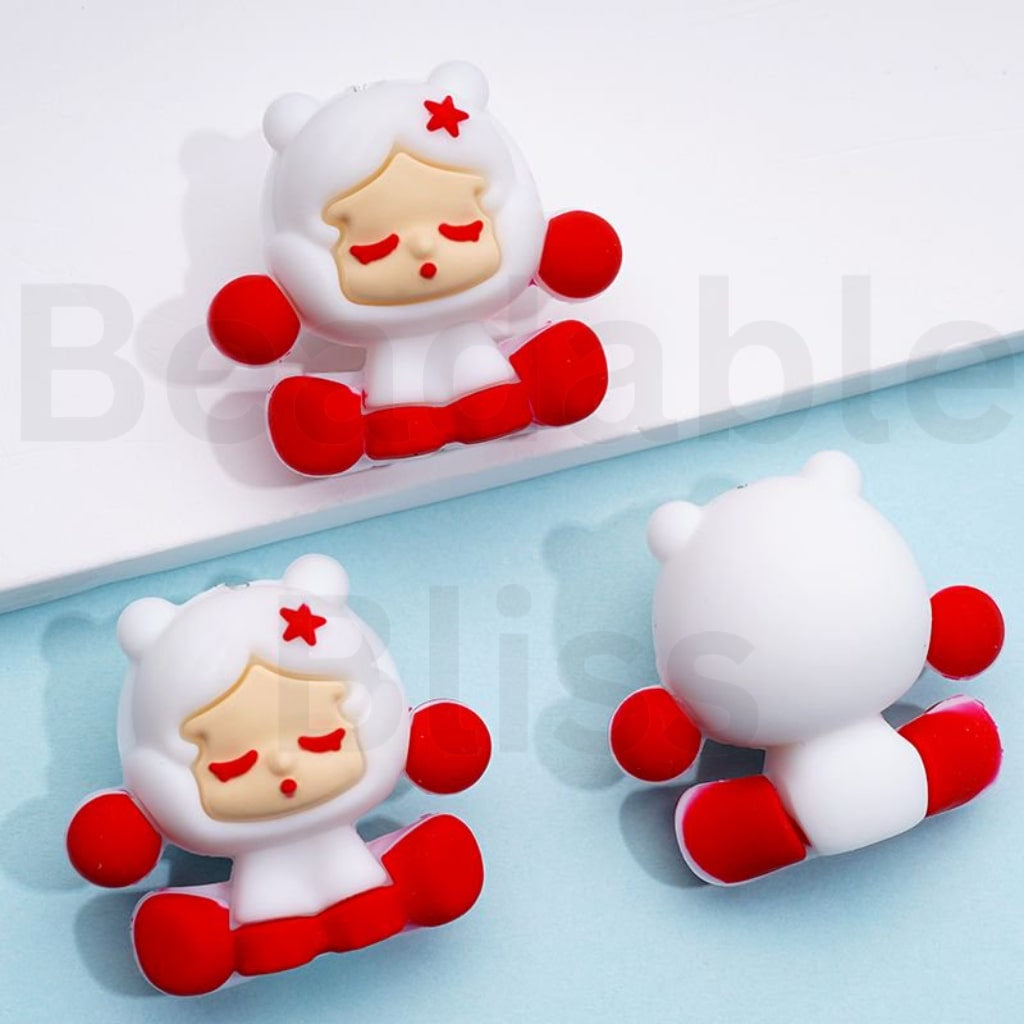 3D Cute Vivid Skullpand Pop Mar Silicone Focal Beads