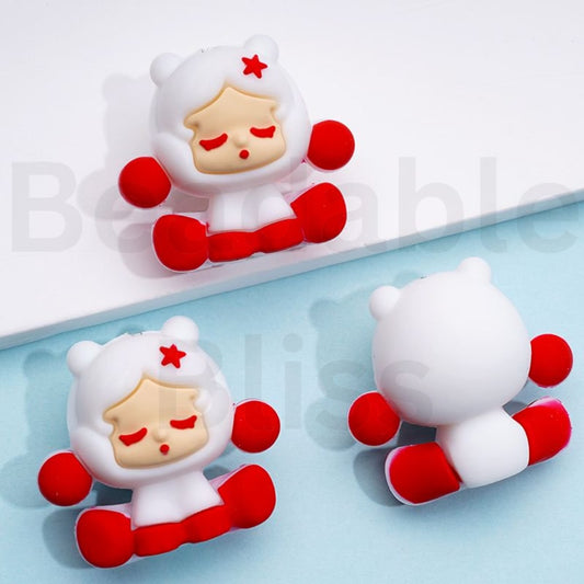 3D Cute Vivid Skullpand Pop Mar Silicone Focal Beads