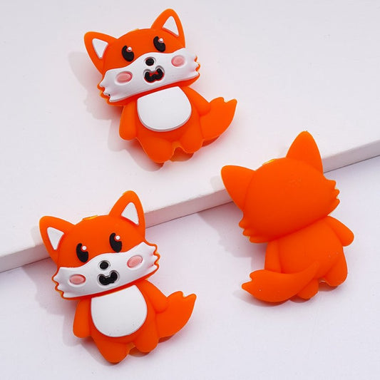 3D Little Cute Fox Silicone Focal Beads