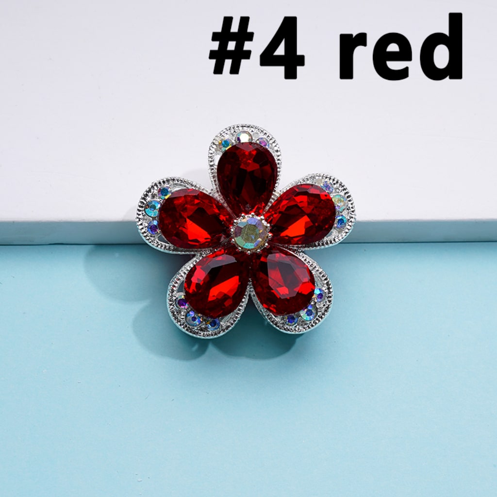 Exquisite Fancy Silver Alloy Five-Petaled Flower with Colorful & AB Rhinestones Beads, Around 38MM