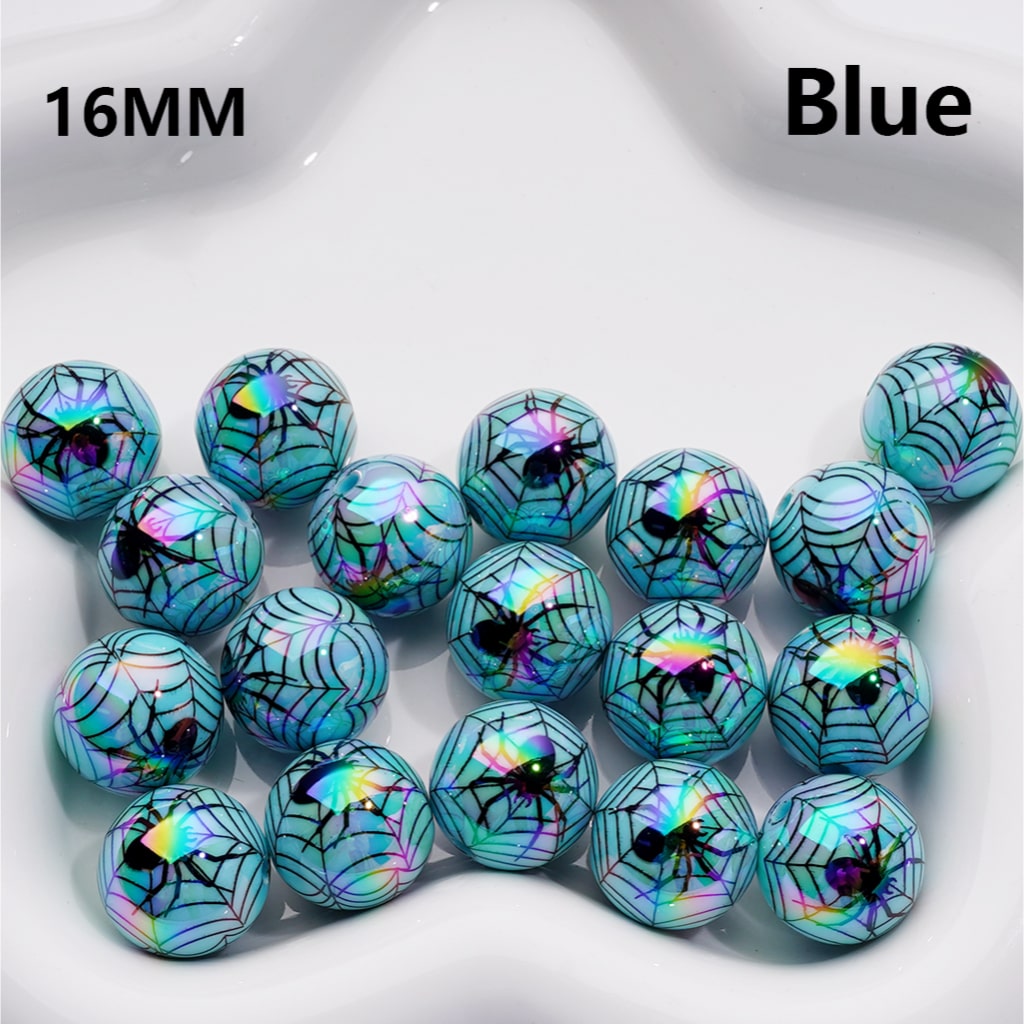 UV Coating Halloween Spider Web Round Acrylic Beads,16MM (Single Color is available for 200pcs(Whole Bag))