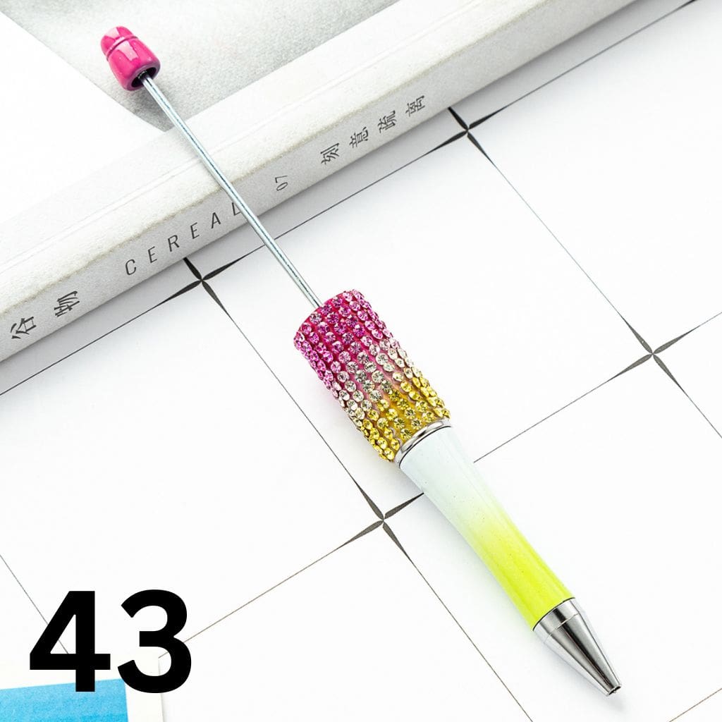 Beadable Pens in Ombre Colors with Ombre Colored Rhinestones - Rhinestone Beaded Pens