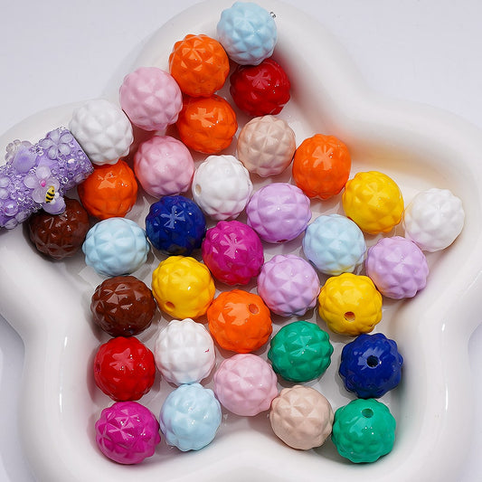 Solid Color Stoving Varnish Waxberry Acrylic Beads, 17MM