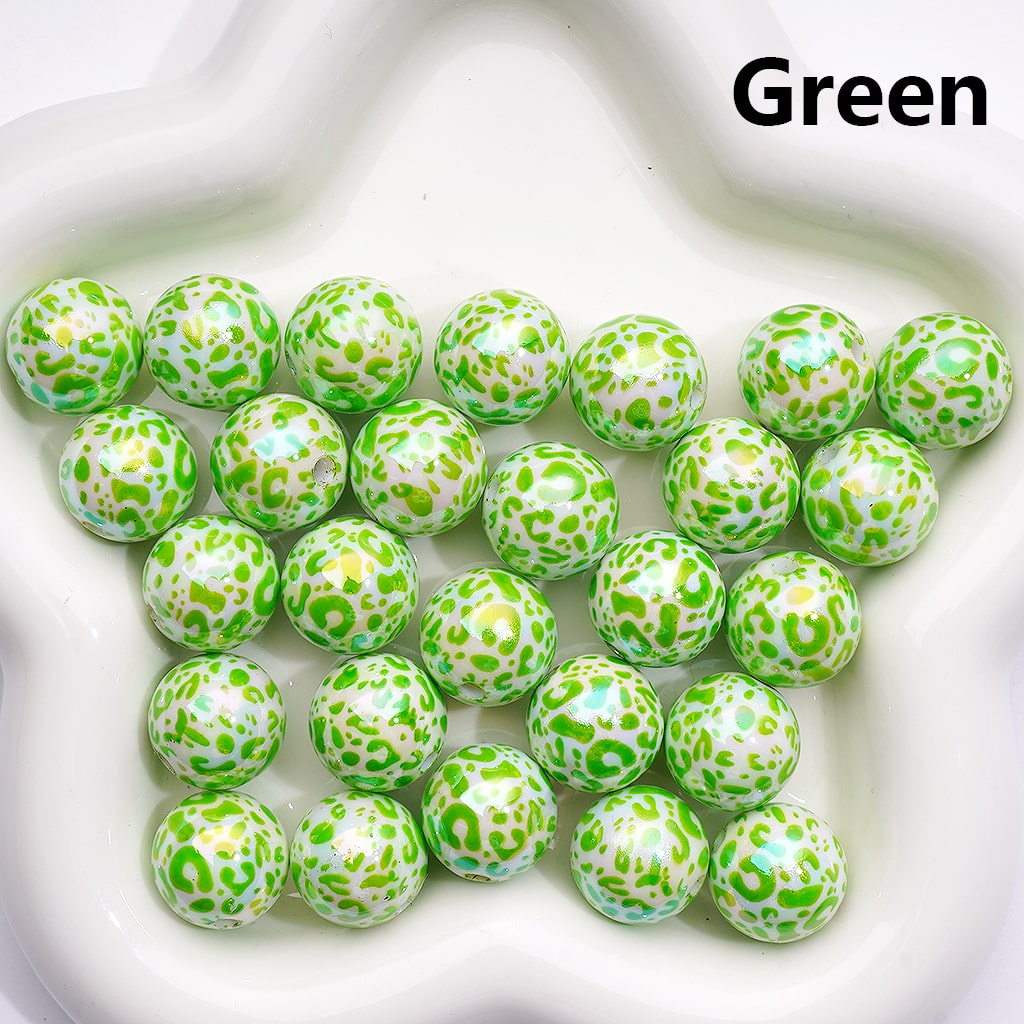 Acrylic Beads UV Coating Leopard Prints Multi-Color, Round 16MM (Single Color is available for 200pcs(Whole Bag))