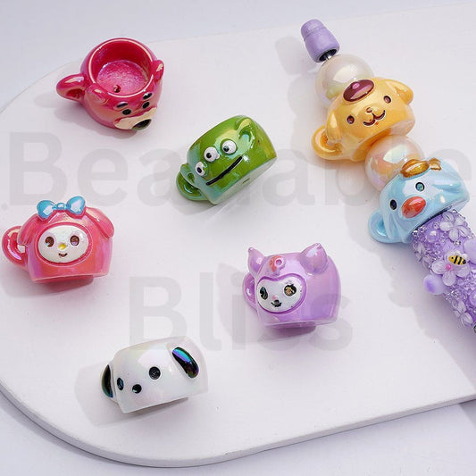 UV Coating Cute Cartoon Sanri Toy Story Lots Bea My Melod Pom Pom Puri Kurom Pochacc Alie Teapot Acrylic Beads, 30*23MM