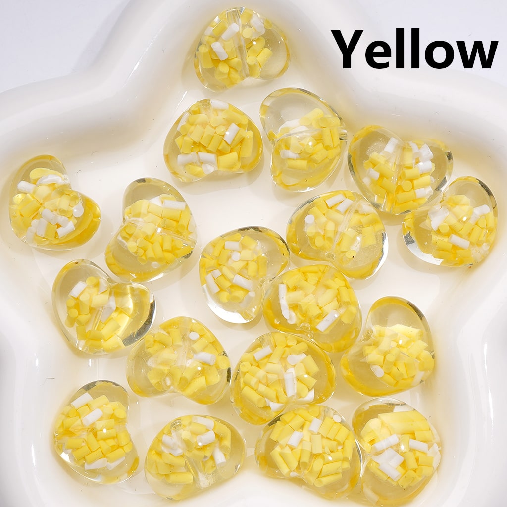 Heart Acrylic Beads Luminous Mini Colorful Candy Sticks Inside Clear 23*18MM (Single Color is available for 200pcs(Whole Bag))