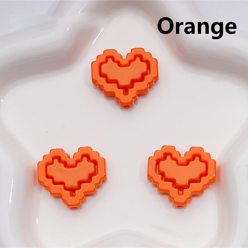 Cute Hearts & Hearts Frame Puzzle Set Acrylic Beads, 30*26MM (1pcs heart+1pcs heart frame is 1set, 20pcs is 10Sets, Single Color is available for 200sets(Whole bag))