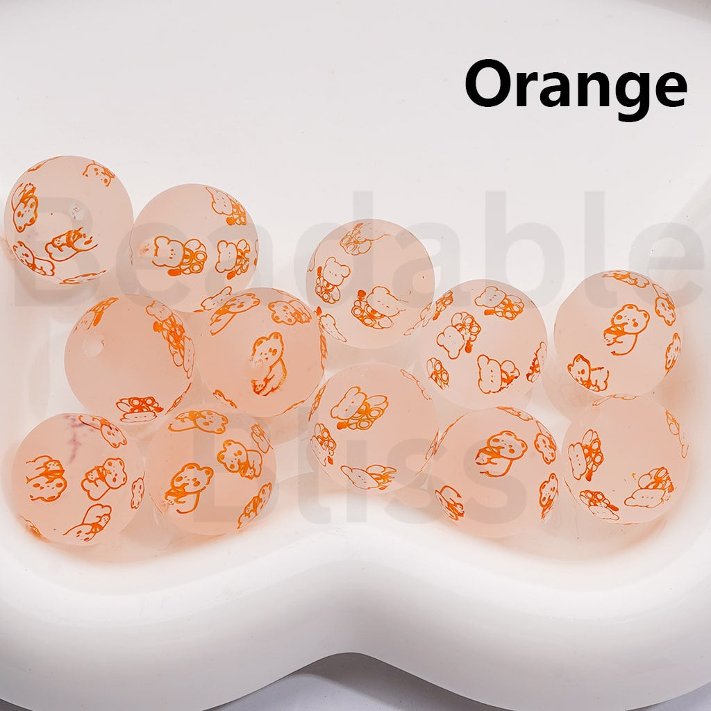 Frosted Multi-Color Sanri Hello Kitt Pochacc Prints Round Acrylic Beads, 16MM (Single Color Is available for 200pcs(Whole Bag))