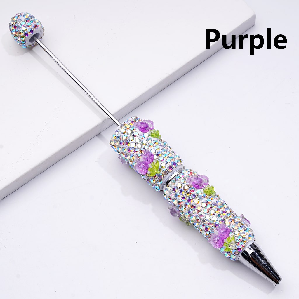 Cute Shiny Tulip Flowers with  AB Rhinestones Beadable Clay Pen