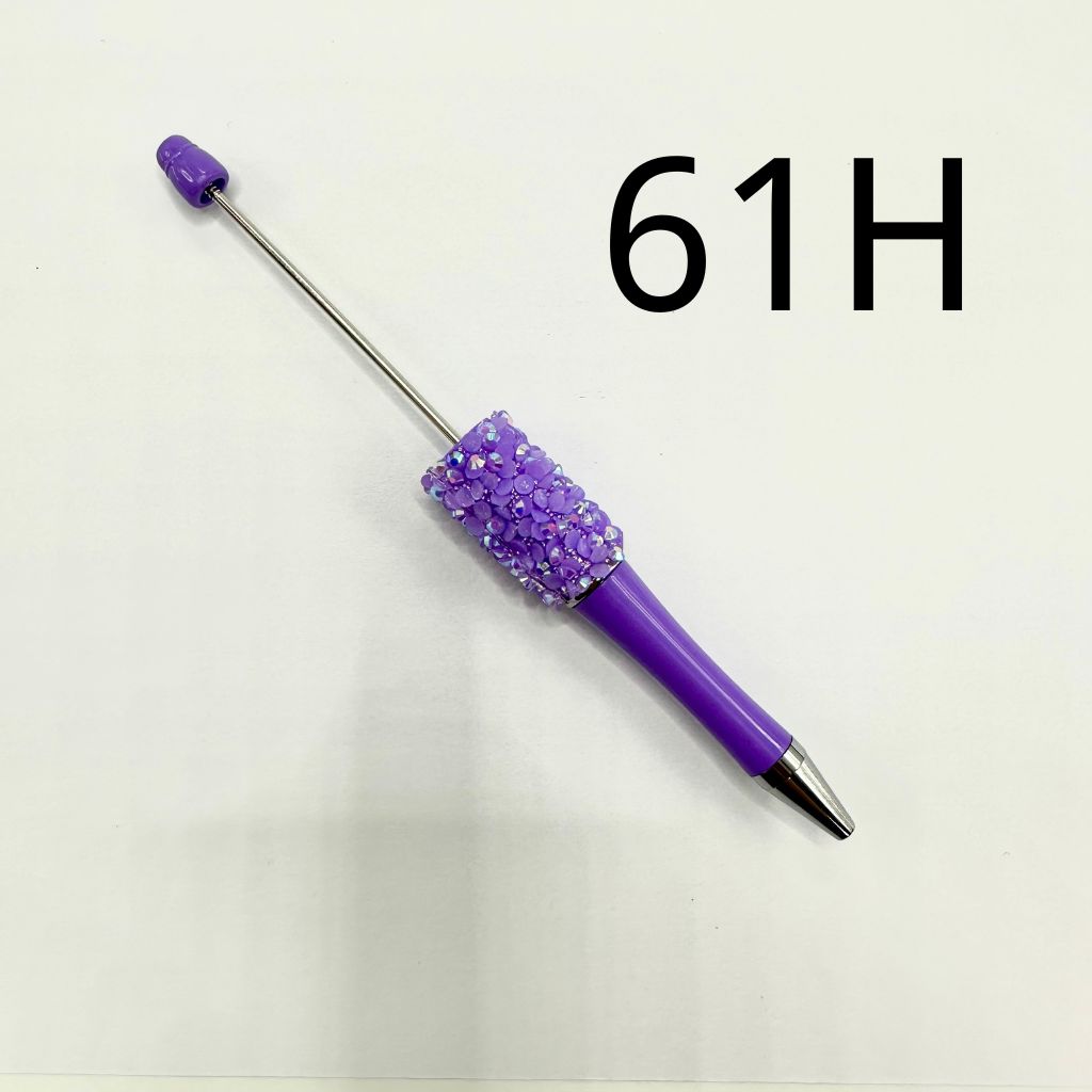 Beadable Pens with Flatback Rhinestones in Mix Solid Colors with AB Finish and Bubbly Wraps