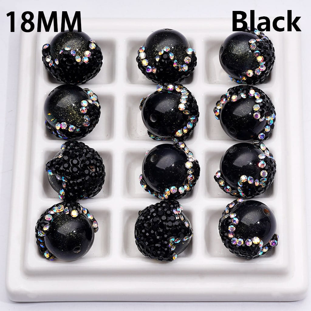 Clay Acrylic Beads Luminous Glitter Sugar Core Inside Shiny AB Rhinestones Cute Flower, Around 18MM, Multi-Color