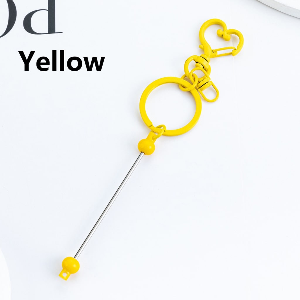 DIY Beadable Metal Keychain with Bar and Heart Shape Clasp in Solid Color, 154MM