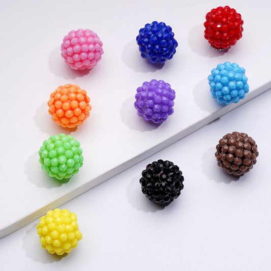 Solid Color Round Resin Acrylic Beads, 16MM, Random Mix