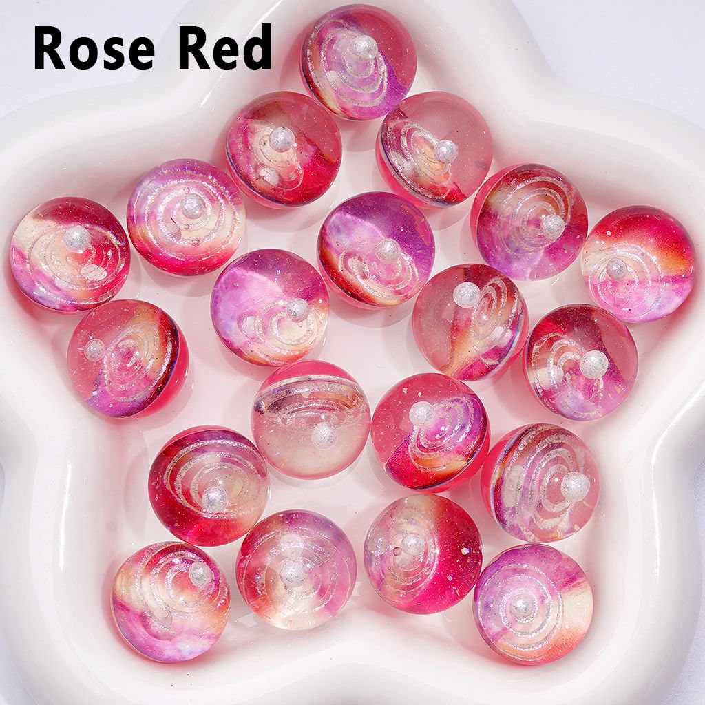 Large Exquisite Luminous Universe Galaxy Planet Space Inside Clear Glitter Round Acrylic Beads, 20MM