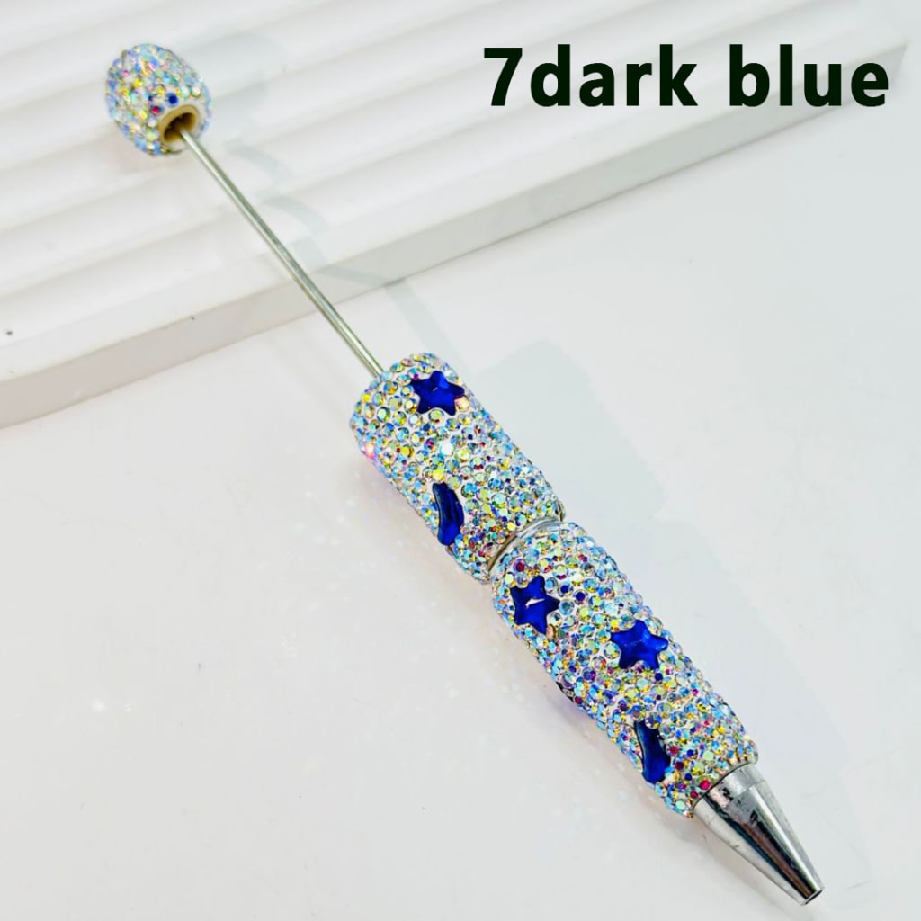 Beadable Clay Pens with AB Color & Colorful Star Moon Rhinestones Covered the Entire Pen