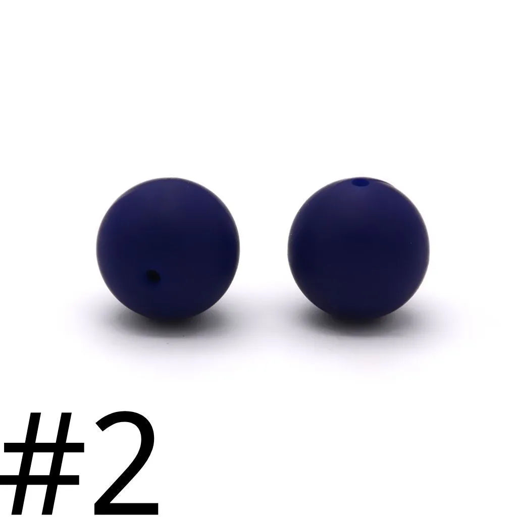 シリコンビーズ、ソリッドカラー、15 mm