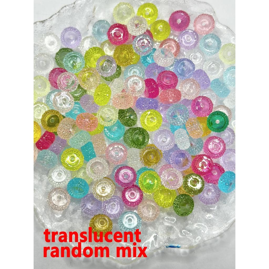 Colorful Wheel Acrylic Beads with Sugar Spacer Texture on Side, 12mm