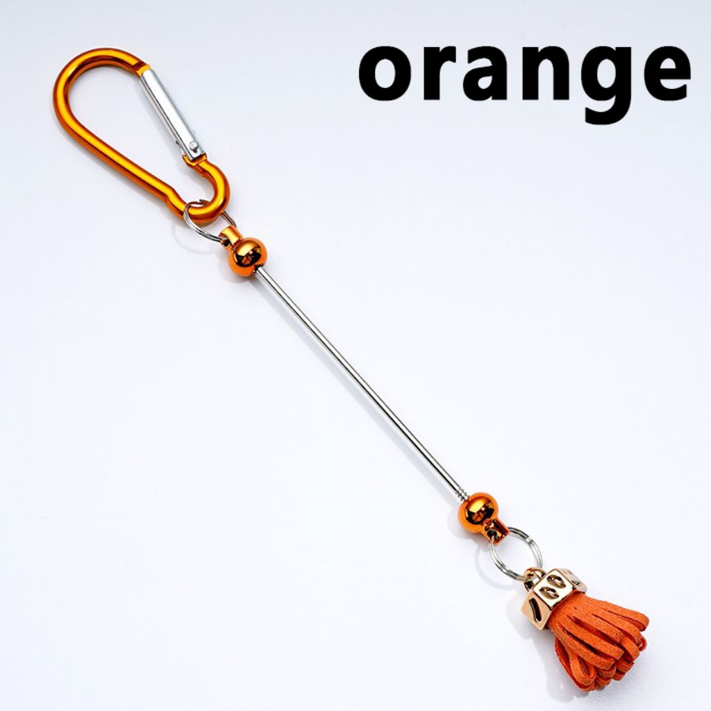 Beadable Carabiner Keychain with Bar Metal Karabiner Carabiner Hook Snap Ring Keyring Colorful Cute Tassels