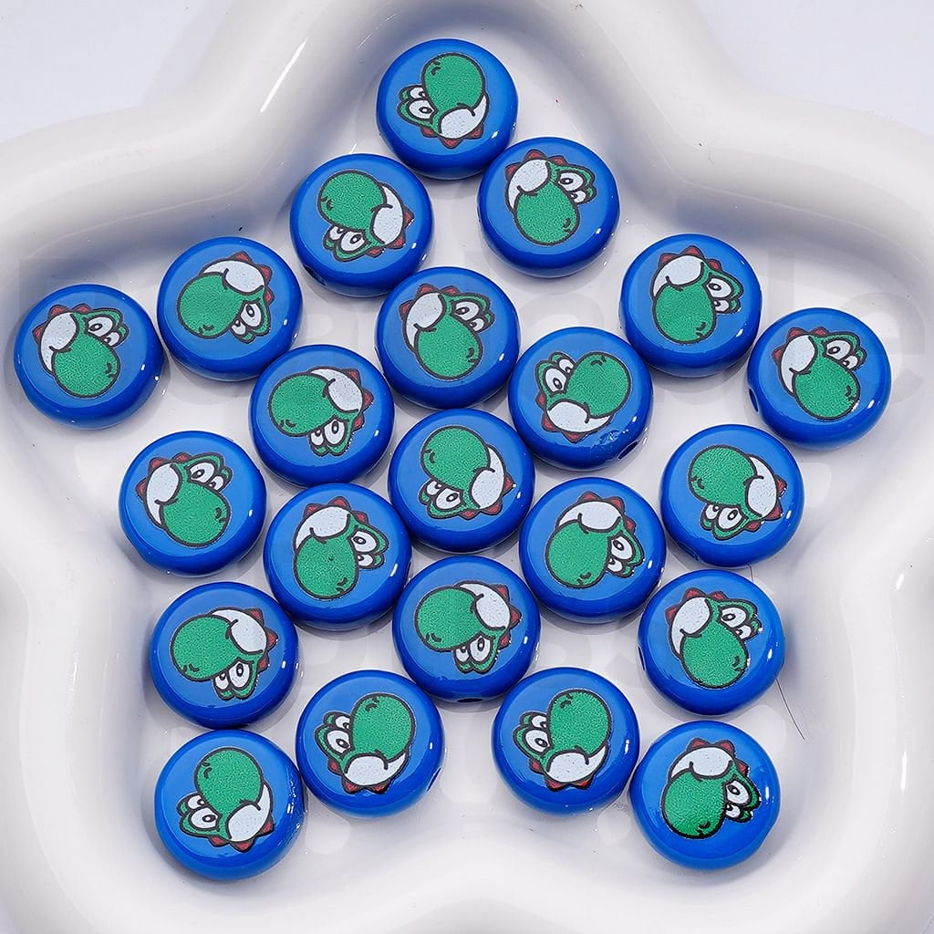 Cute Supe Mari Series Flat Round Acrylic Beads, 18MM