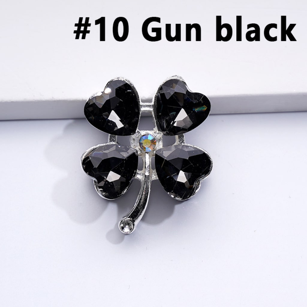 Delicate Fancy Silver Alloy Four Leaf Clover with Color Hearts Mini AB Rhinestones Beads,  Around 25*30MM
