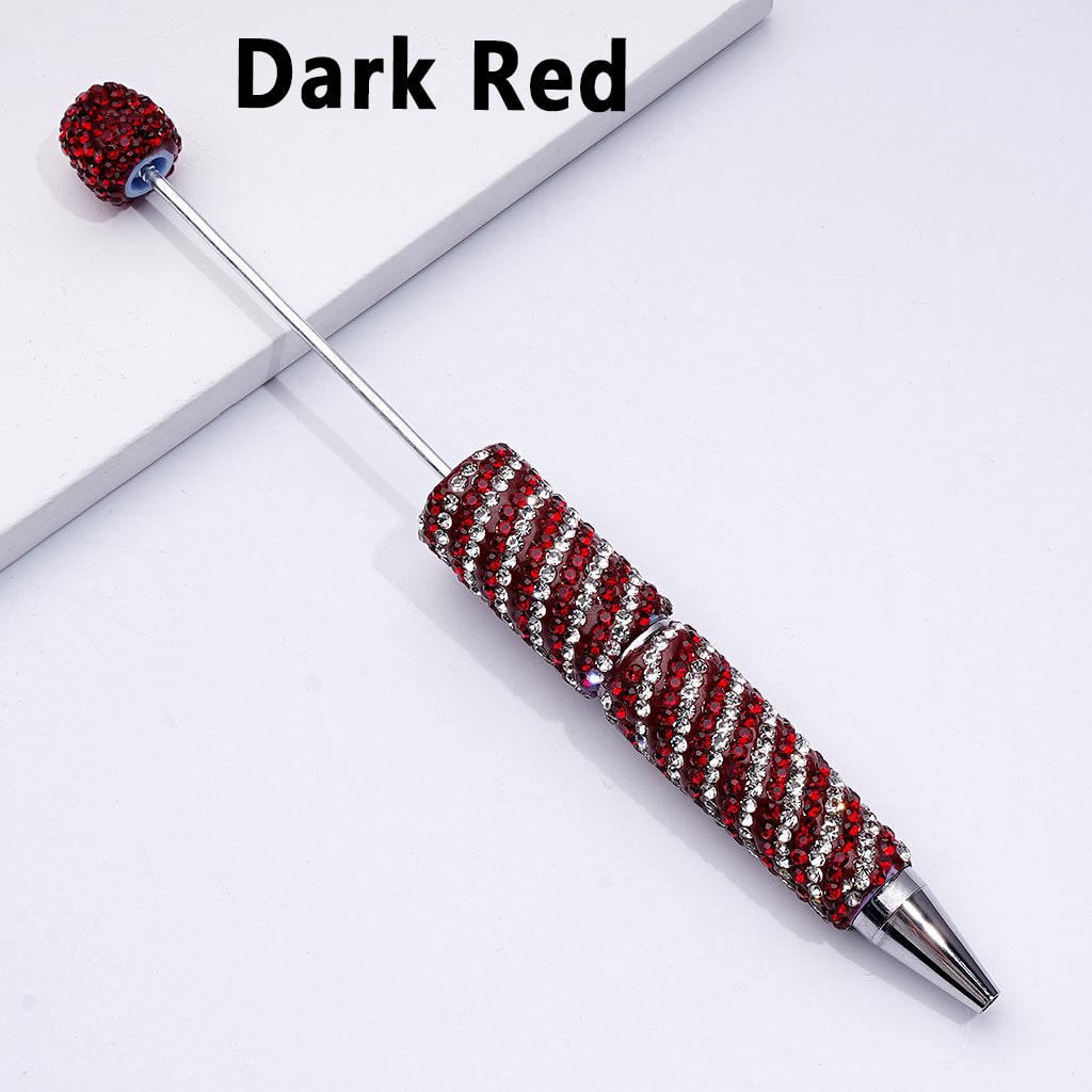 Beadable Clay Pens with Striola Oblique-Stripe Double Color Rhinestones Covered the Entire Pen