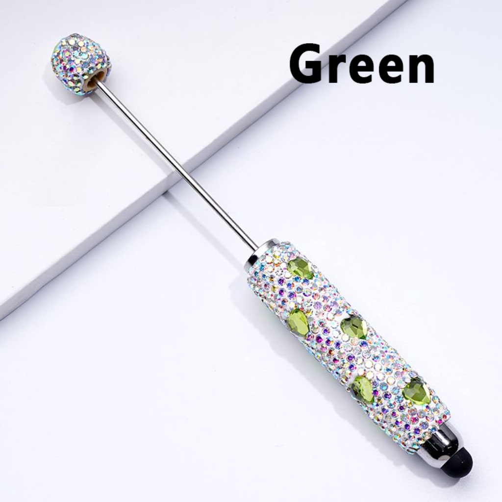 Beadable Clay Stylus Pens with Colorful Heart Rhinestones Mini AB Rhinestones Covered the Entire Pen