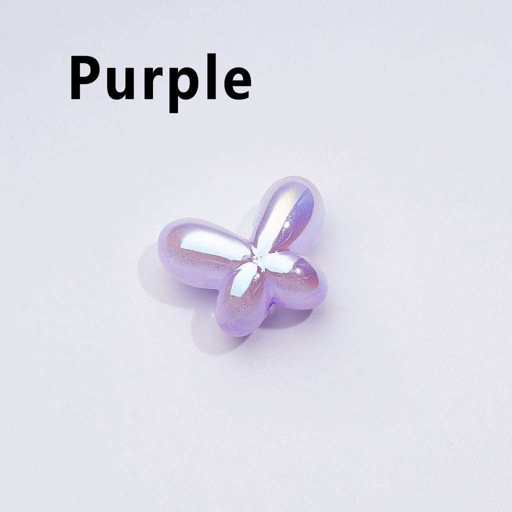 UV Coating Luminous Cute Glitter  Butterfly Bowknot Acrylic Beads, Around 25*19MM