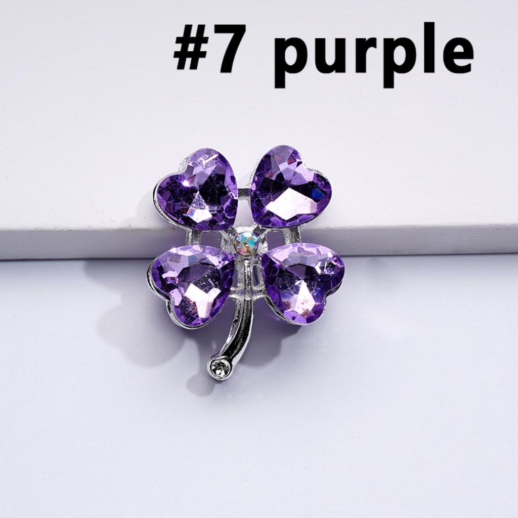 Delicate Fancy Silver Alloy Four Leaf Clover with Color Hearts Mini AB Rhinestones Beads,  Around 25*30MM