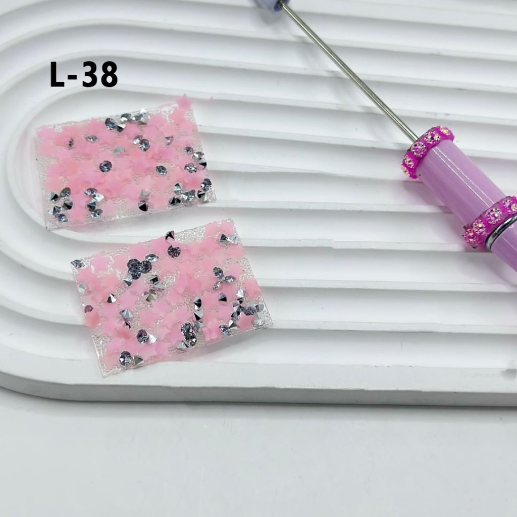 DIY Bling Bling Wraps Tapes with Clear Rhinestones Pink Stars for Pen, Around 40*28MM, 78pcs in 1 Sheet, Please Read the Description
