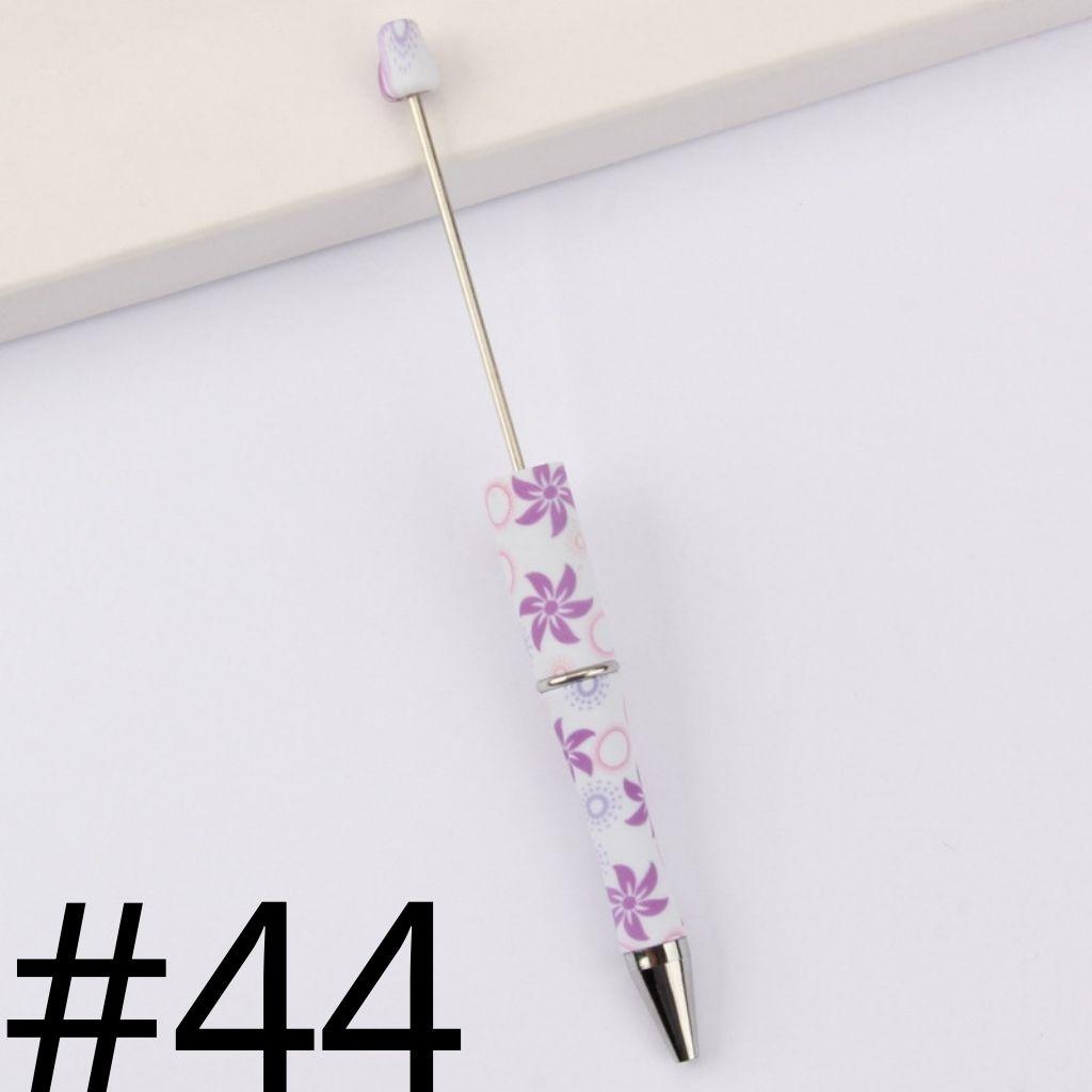 Lily White Floral with Pink Flowers Printed Beadable Pens Number 44