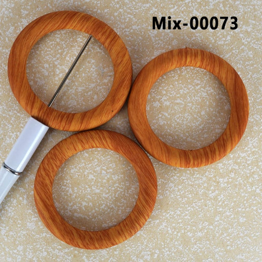 Dark Brown Wood Grain Silicone Ring Frame Bead Circle Round Soft Car Hanger Charm Loop 65mm