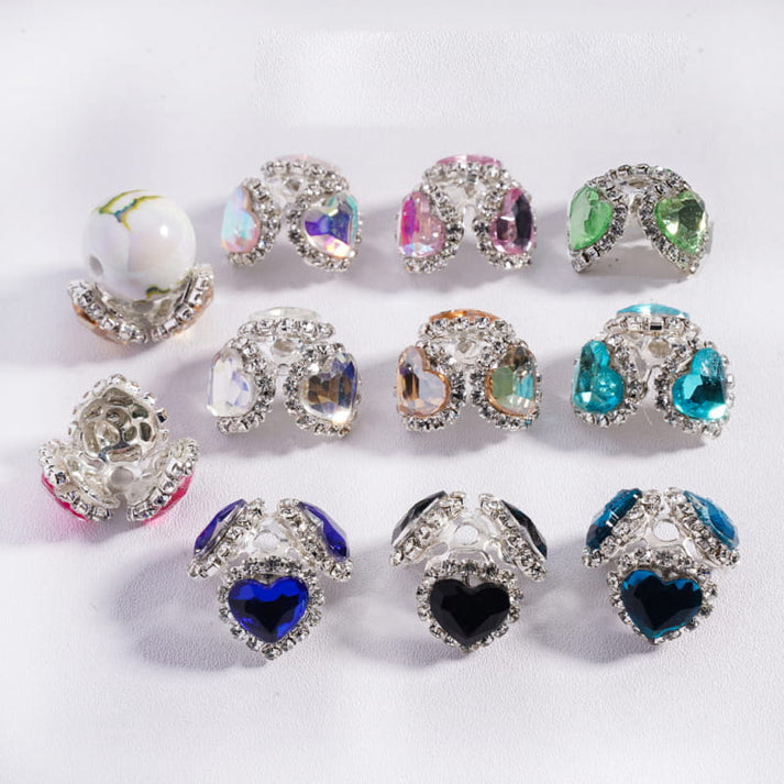 Fancy Bead Cages with Heart Rhinestones and Clear Rhinestone Chains, A ...
