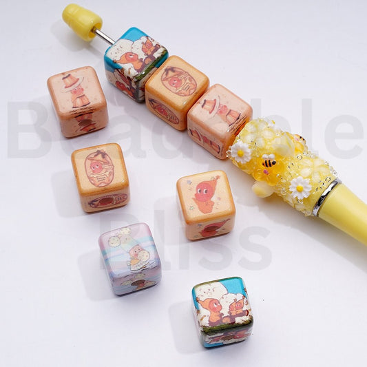 We are Twinkl Twinkl Series Little Cute Man Pop Mar Cube Square Acrylic Beads, Around 14MM