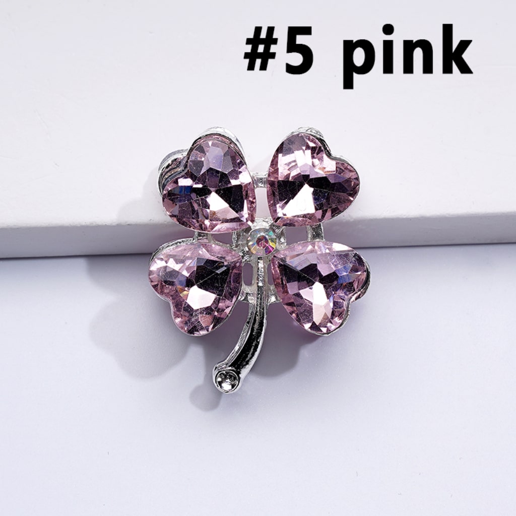 Delicate Fancy Silver Alloy Four Leaf Clover with Color Hearts Mini AB Rhinestones Beads,  Around 25*30MM