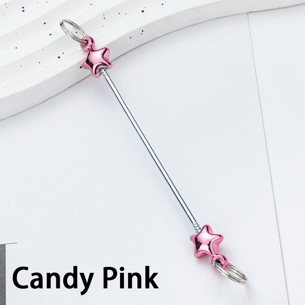 DIY Plastic Beadable Keychain Bars with Stars for Keychain Accessories in Metallic Colors, 10CM