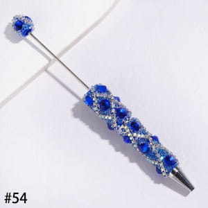 Handmade Beadable Sugar Pens with Multicolor Flat Back Rhinestones, "X" Shaped AB Rhinestone Chains & Clear Cone Shaped Rhinestones Covered the Entire Pens
