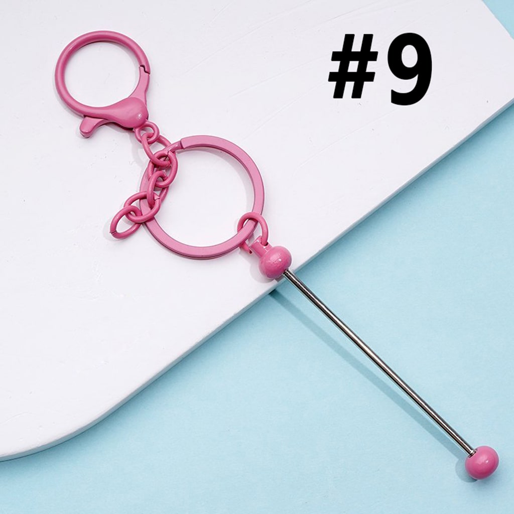 Metal Beadable Keychain with Bar and Lobster Clasp in Solid Colors