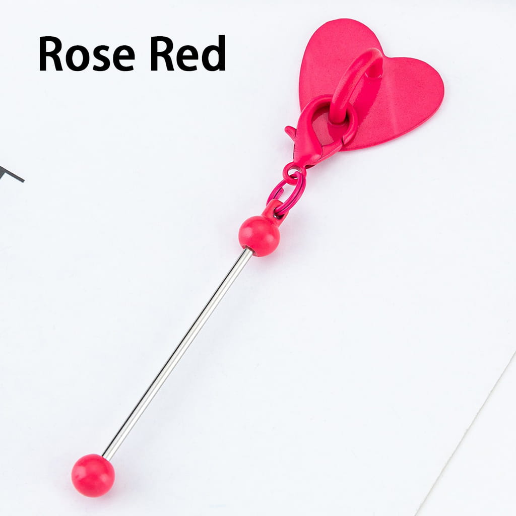 DIY Beadable Keychain Bar with Mini Lobster Clasp & Heart Accessories, 9.6*2.5CM, Multi-Color (Please Read the Description)