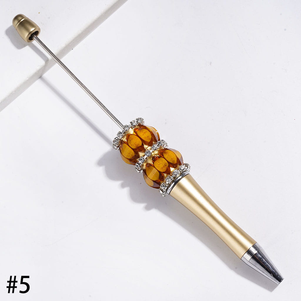 Handmade Beadable Pens Mini Pumpkin with Crack Marquise Cut Rhinestones and Clear Chains, Multi-Color