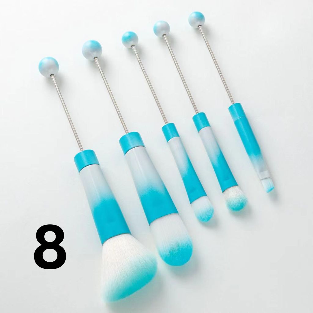 Beadable Makeup Brushes, Beaded Make Up Brush Solid And Ombre Color (1 Set = 5 pieces)