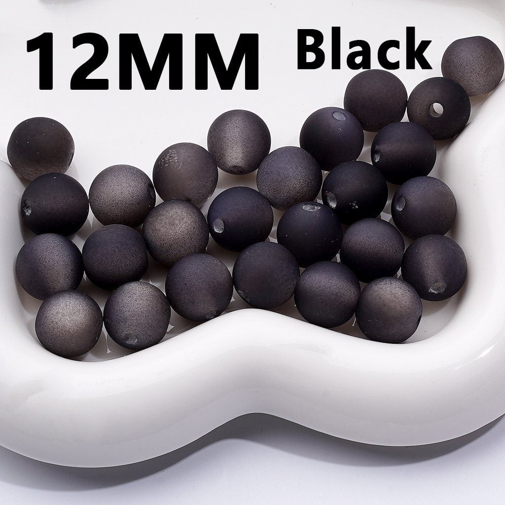 Multi-Color Cat Eye Style Frosted Matte Round Acrylic Beads, 12MM
