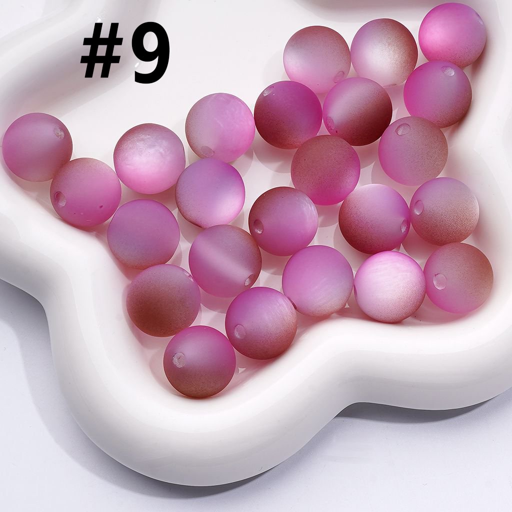 Double Color Cat Eye Style Frosted Round Acrylic Beads, 16MM