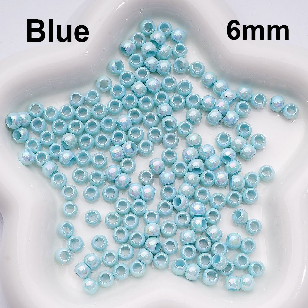 UV Coating Mini Seed Acrylic Beads Spacer with Large Hole, 6MM, Random Mix (Can be Used for Pen)