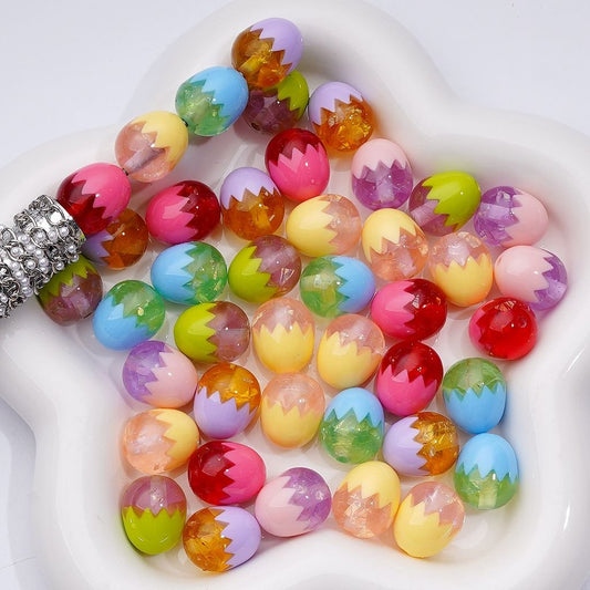 Multi-Color Cute Egg Shape Acrylic Beads, 13*20MM, Random Mix