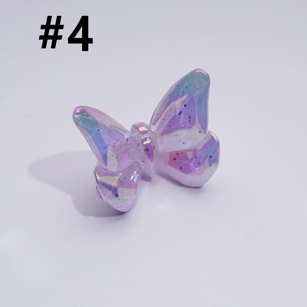 UV Coating Multi-Color Dazzling Butterfly Acrylic Beads, Around 24*20MM