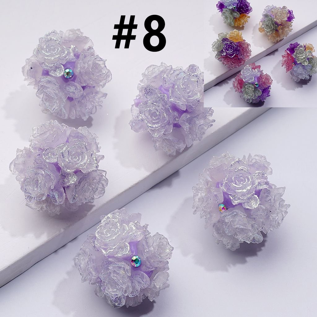 Color Changing Cute Glitter Soft Flowers AB Rhinestones Round Clay Beads, Around 24MM