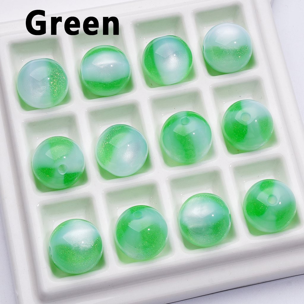 Trihedral Cat Eyes Style Glitter Color Changing Round Acrylic Beads, 16MM