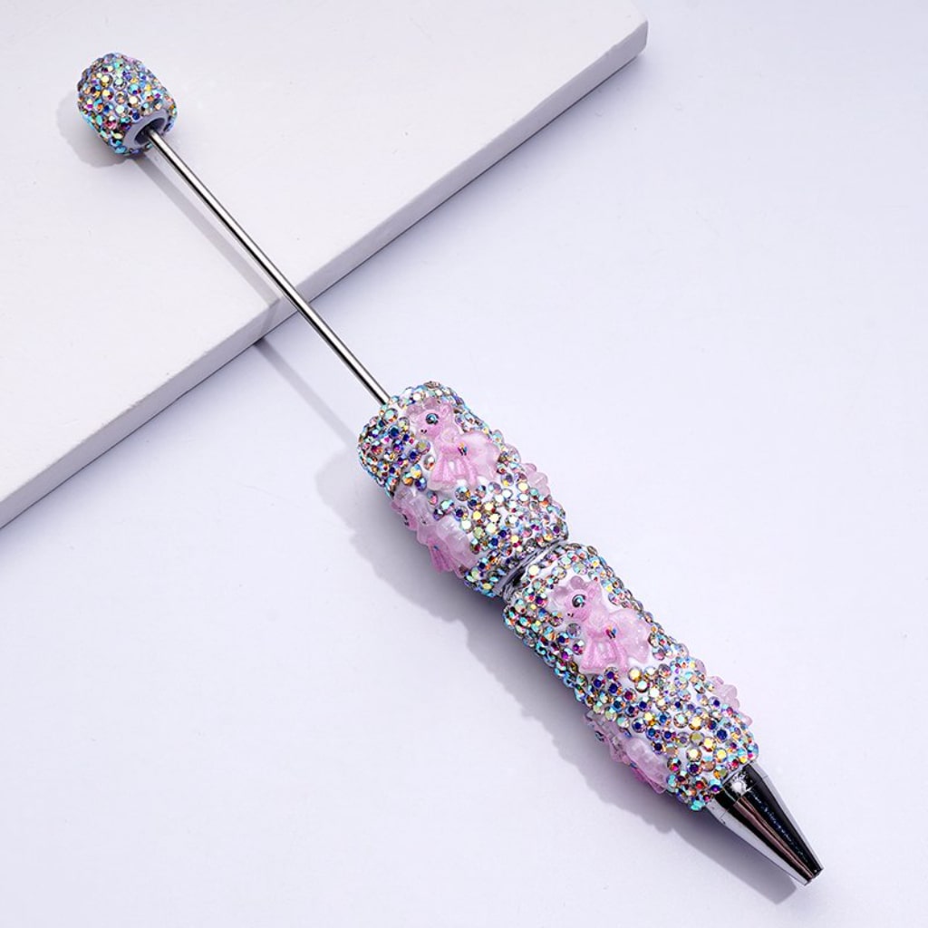Beadable Clay Pens with Cute Little Pon Mini AB Rhinestones Covered the Entire Pen