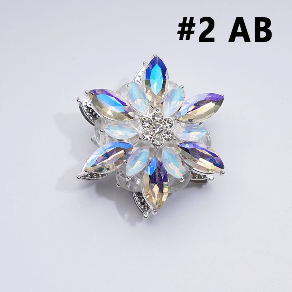 Fancy Silver Alloy Six-Petaled Flower with Clear & Colorful Rhinestones Clay Beads, Around 38MM